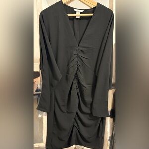 H&M Black Long Sleeve Ruched Front Top